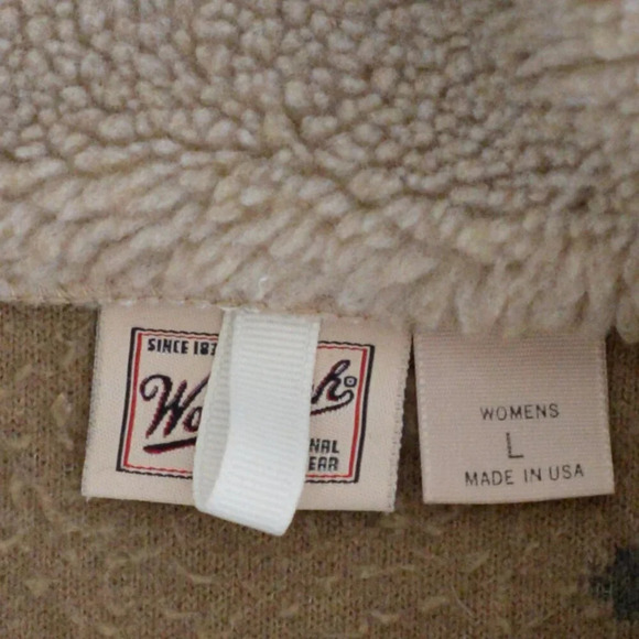 Woolrich Brown And Tan Reindeer Snowflake Fleece Hack Zip Pullover Sweater Large - Picture 11 of 11